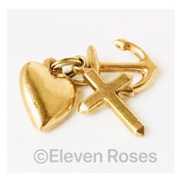 14k Gold Faith Hope Love Pendant Charm 